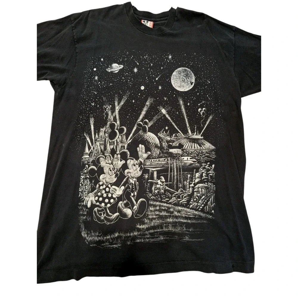 Vintage Disney Designs Stars Space Magic Kingdom Single Stitch Mickey Minnie Tee